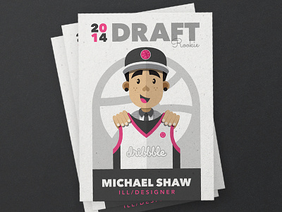 Michael Shaw Dribbble Debut Rookie Card basketball card cartoon debut designer draft dribbble ill illustration rookie