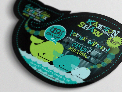 Baby Shower Invite baby baby shower boy bubble illustration invite print typography water waves whale