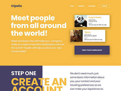 Tripelio website concept panda tiger travel travel freinds trip tripelio