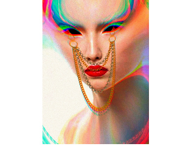 GLitCh Portrait 3d art art direction art direction design beautiful effect girl glitch graphic illustration jewelry portrait poster scare woman