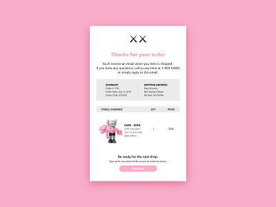 email receipt - 017 adobexd daily 100 challenge dailyui dailyui017 kaws uiux