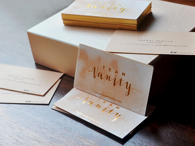 Team Vanity branding business card gold foil golden identity lettering logo print making stationery typography