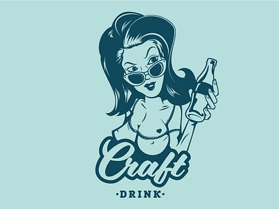 Logo for Craft drink borabula craft drink girl illustration logo retro sexygirl vector women