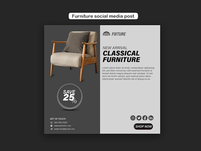 Furniture social media post template design