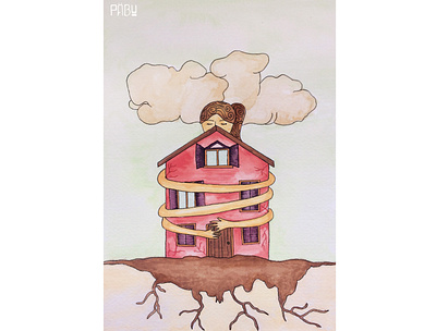 Hug House aquarela art colorful creative design hand drawn house illustration illustration ilustração painting project watercolor watercolors