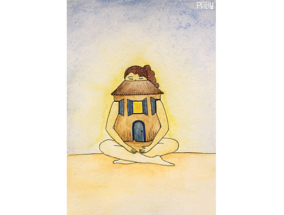 Yellow Girl aquarela art colorful design hand drawn illustration ilustração painting watercolor watercolors