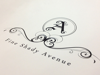 A Fine Shady Avenue 1-color illustration logo ornate typography