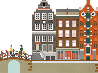 Amsterdam illustration amsterdam bike bikes canal canalhouse city citytour foodtour gracht house