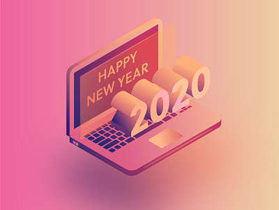 Happy New Year 2020 app flat gradient icon illustraion illustrator isometric minimal ui vector web website