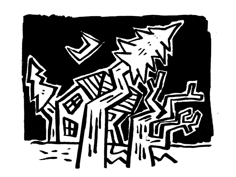 08 Crooked animation cabin in the woods illustration inktober trees