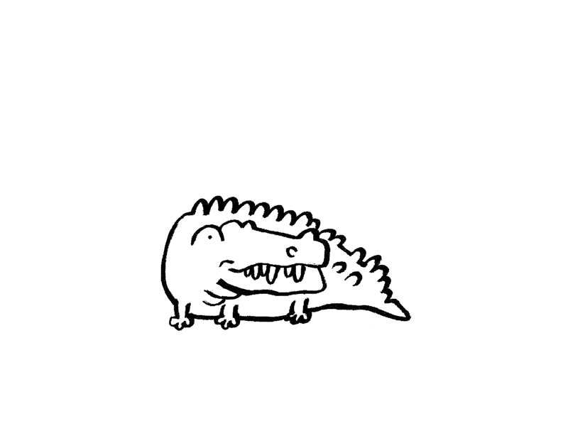Gigantic animation crocodile illustration inktober