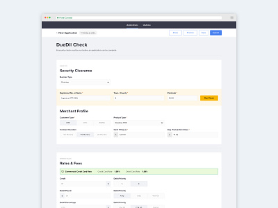 Pricing Form Application Design