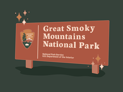 Great Smoky Mountains National Park Sign adobe illustrator design great smoky green illustrator national park national parks nature pink sign web