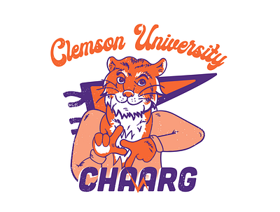 Clemson CHAARG T-Shirt Design adobe illustrator chaarg clemson clemson university college design dust graphics illustration illustrator retro tiger tshirt university vector
