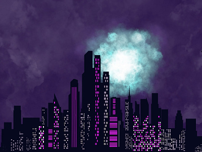 Cyberpunk city skyline concept