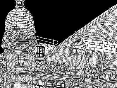 Londontheatresmaller building fineliner illustration london