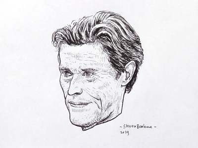 Wilem Dafoe character illustration illustrator pen and ink portrait portrait art portrait illustration portraits traditional traditional art traditional illustration