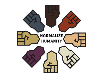 Normalize Humanity black lives matter blm design equality fist flat hand human humanity humans icon logo normalize people power to the people thicklines vector