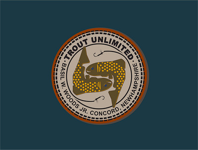 Trout Unlimited badge two trout branding design icon logo vector