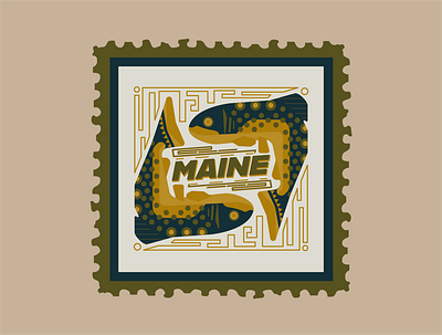 Maine Fish Stamp design fishing fly fishing flyfishing illustration maine stamp stamp design vector