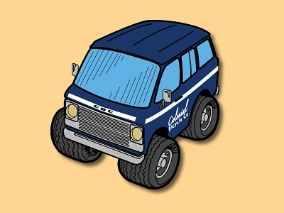 1960s Chevy Rally Wagon - Colonial Bicycle Co auto automotive branding car cartoon chevrolet chevy illustration rally wagon vector wagon