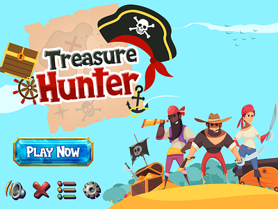 Treasure Hunter Game branding charracter design font font awesome font design game game art game design game layout illustration logo vector