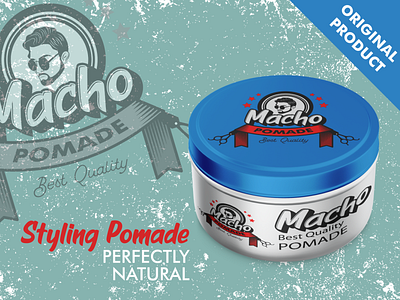 Macho Pomade branding charracter design font font awesome font design logo package packaging packaging mockup pomade typography vector