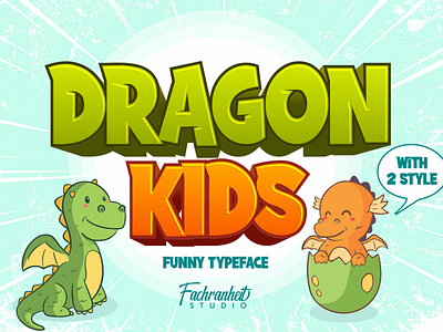 Dragon Kids branding cartoon charracter cute design dragon fancy font font awesome font design funny kids logo t shirt design typography vector