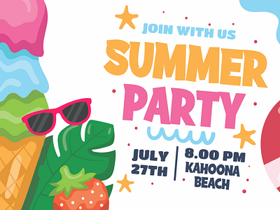 Summer Party branding design font font awesome font design logo minimal summer summer flyer summer party summertime typography vector