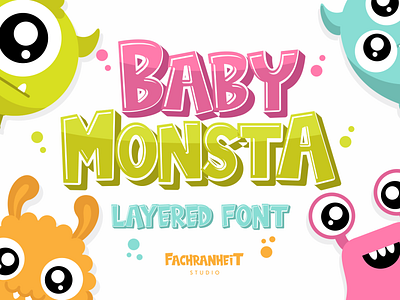 Baby Monsta Font branding cartoon charracter cute design fancy font font awesome font design funny layered font logo logotype typography vector