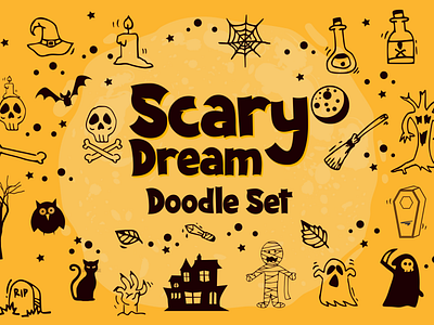 Spooky Dream Doodle Set branding charracter design display font doodle fancy font font font awesome font design funny halloween halloween party horror logo logotype spooky typography vector