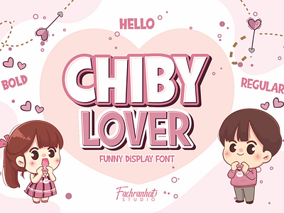 Chiby Lover Font branding cartoon charracter chiby children comic design font font awesome font design illustration logo logotype love lover simple typography unique valentines vector