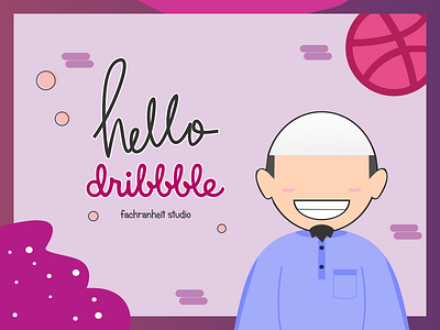 HELLO DRIBBBLE charracter design flat illustration minimal vector