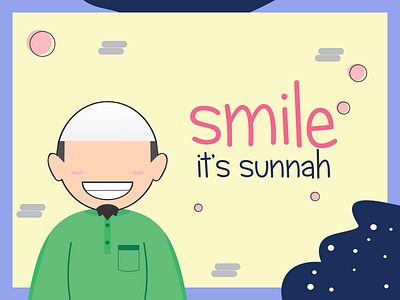 Smile it's Sunnah charracter design flat illustration minimal vector