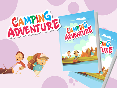 Camping Adventure book cover branding design flat font font design icon illustration logo mockup vector