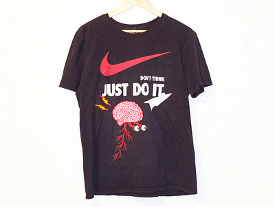 Don't Think Just Do It. adobe illustrator art brain brainstorm branding design illustration just do it nike screenprint typography