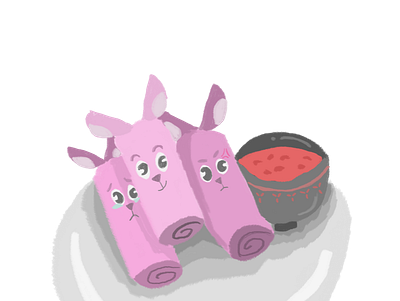 Pink Lumpia Bunny children cute cute art illustration