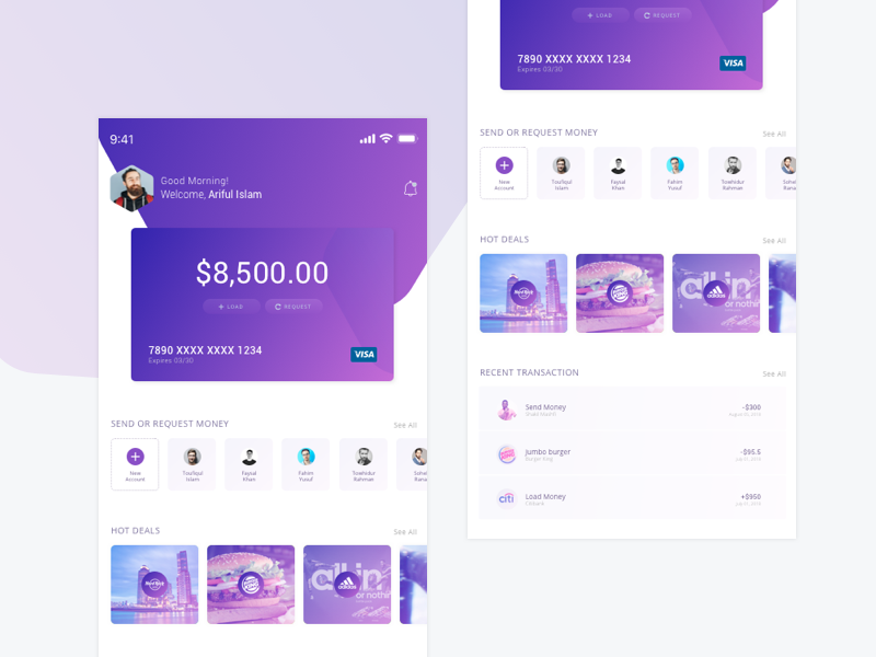 Wallet App Home Screen by Md. Ariful Islam on Dribbble