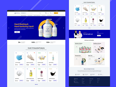Healthcare E-commerce website app art blue design ecommerce flat healthcare minimal products ui ux web website