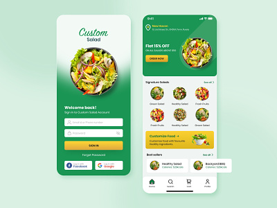Custom Salad - Mobile App app apps clean design diat flat food app green health minimal minimalism mobile mobile app nutrition recipe app salad ui uidesign ux uxdesign