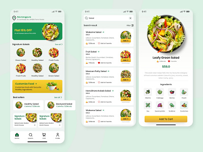 Custom Salad - Mobile App apps design diat flat foodapp green health minimalism mobile mobile app nutrition recipe app salad ui uidesign ux uxdesign