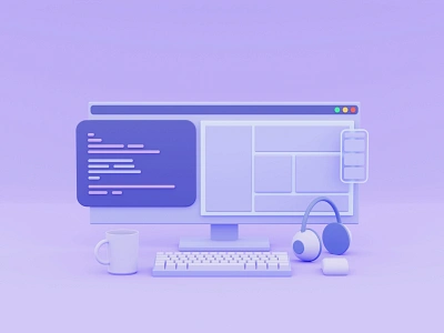 The developer tools 3d blender blendercycles code coder desk developer illustration isometric low poly mobile myanmar programmer simple smooth tools web