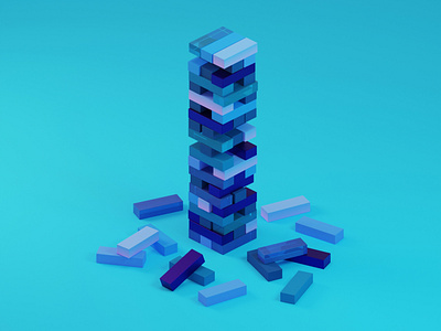 The Crystal Jenga 3d blender blue crystal cube design graphic design illustration isometric jenga low poly material myanmar simple stylized tower