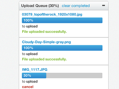 Upload Queue Evolution bar plupload progress upload