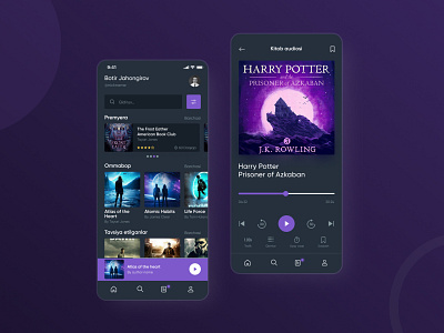 Audiobook Mobile App | Dark Mode app branding dark darkmode graphic design mobile ui ux