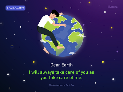 50th Anniversary of Earth Day - Illustration character earth earthday flat galaxy illustration nature planet sky stars vector