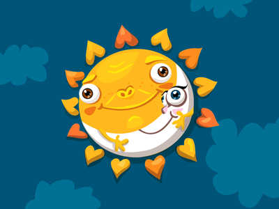 sun character cute fun illustrarion love sun vector