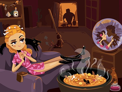 Witch at home halloween illustration vector witch