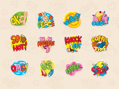 thoughts stickers colorful funny icons illustration network smile social stickers thoughts vector vk vk.com