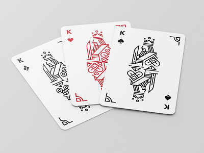 Playing Cards Design club design heart illustration king minimal playing cards simplified spade vector